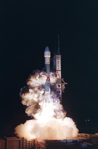 KENNEDY SPACE CENTER, FLA.  -  NASA's Space Infrared Telescope Facility (SIRTF) lifts off from Launch Pad 17-B, Cape Canaveral Air Force Station, on Aug. 25 at 1:35:39 a.m. EDT. SIRTF will obtain images and spectra by detecting the infrared energy, or heat, radiated by objects in space. Consisting o