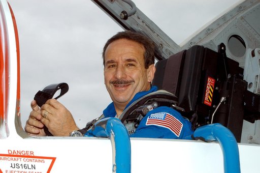 KENNEDY SPACE CENTER, FLA. - STS-114 Mission Specialist Charles Camarda arrives at KSC aboard a T-38 jet aircraft.  He and other crew members are at the Center for familiarization activities with equipment.   The mission is Logistics Flight 1, scheduled to deliver the Multi-Purpose Logistics Module 