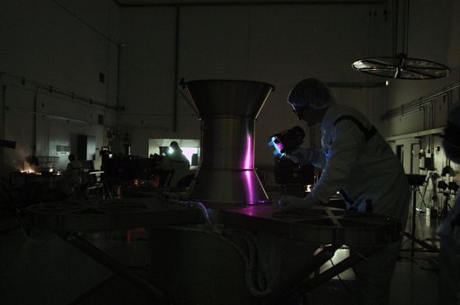 Inspection work on THEMIS at Astrotech