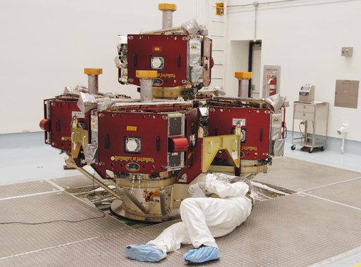 Moving THEMIS to a spin table for testing at Astrotech