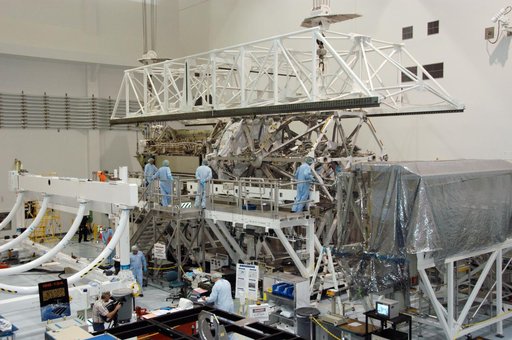 S3/S4 Integrated Truss being moved into the Space Shuttle Payloa