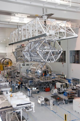 S3/S4 Integrated Truss being moved into the Space Shuttle Payloa
