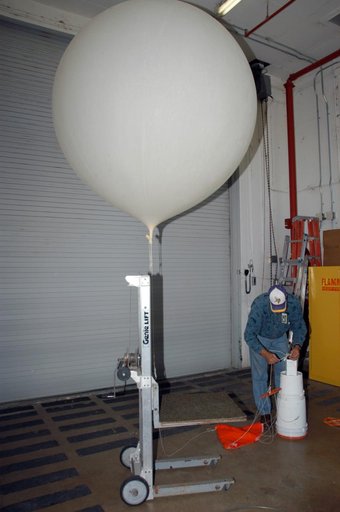 Launching a Weather Balloon to check conditions for the THEMIS L