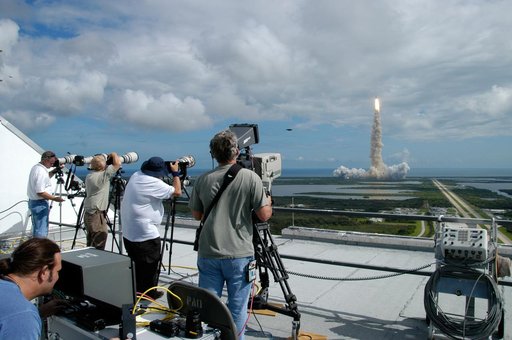 Media photographers on VAB roof for Launch STS-120