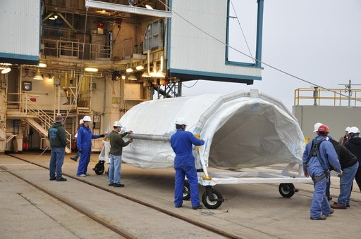 OCO-2: Hoisting the Fairing Halves up the MST