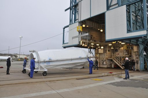 OCO-2: Hoisting the Fairing Halves up the MST