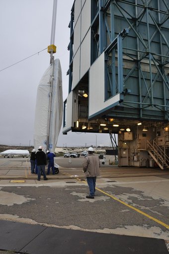 OCO-2: Hoisting the Fairing Halves up the MST