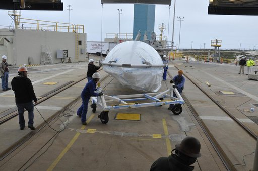 OCO-2: Hoisting the Fairing Halves up the MST