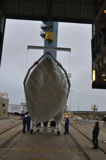 OCO-2: Hoisting the Fairing Halves up the MST