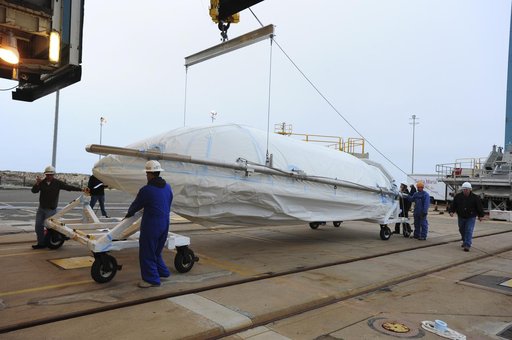 OCO-2 Fairings being hoisted into MST
