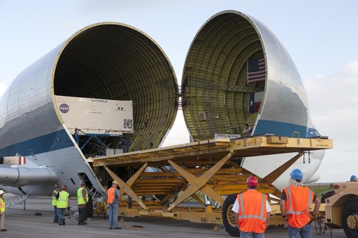 Orion EM-1 Heat Shield Offload, Transport, and Lift
