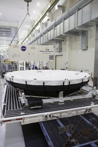 Orion EM-1 Heat Shield Offload, Transport, and Lift