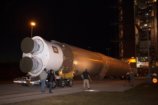 GOES-R Atlas V Transport from ASOC to VIF; Lift to Vertical on S