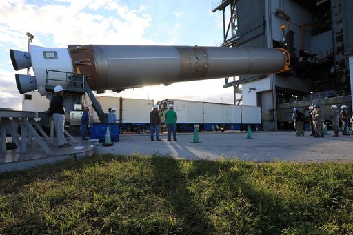 GOES-R Atlas V Transport from ASOC to VIF; Lift to Vertical on S