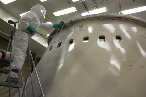 Orion EM-1 Booster Preps - Aft Skirt Preps/Painting