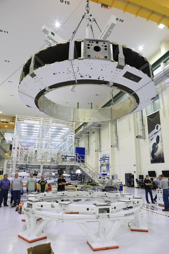 Orion EM-1 Crew Module Adapter Lift & Move to Stand