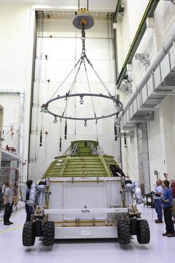 Orion EM-1 Crew Module Structural Test Article Move to Birdcage