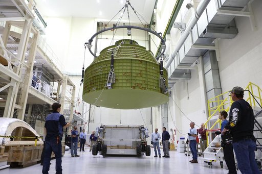 Orion EM-1 Crew Module Structural Test Article Move to Birdcage