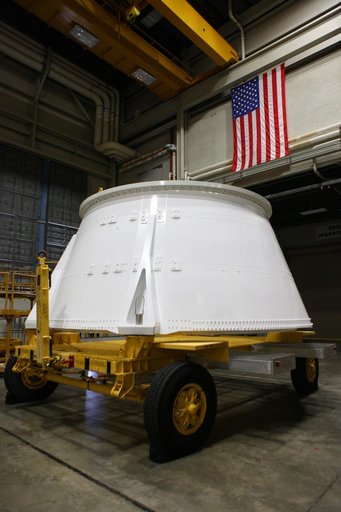 EM-1 Booster Prep, Right Aft Skirt Work-In-Progress