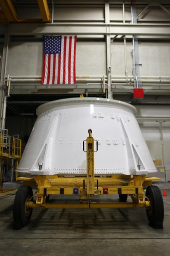 EM-1 Booster Prep, Right Aft Skirt Work-In-Progress