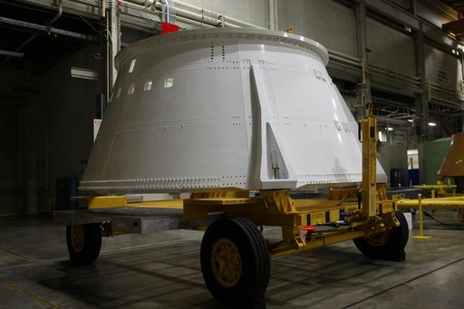 EM-1 Booster Prep, Right Aft Skirt Work-In-Progress