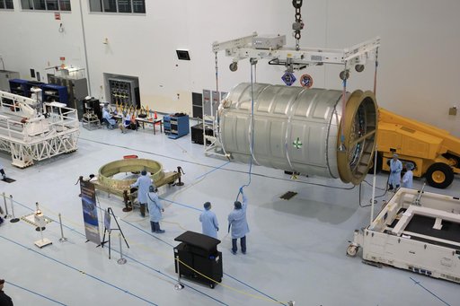 OA-7 Cargo Module Move to Work Stand