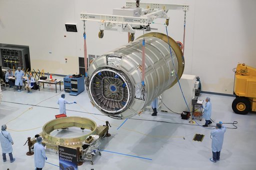 OA-7 Cargo Module Move to Work Stand