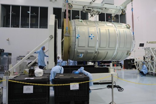 OA-7 Cargo Module Move to Work Stand