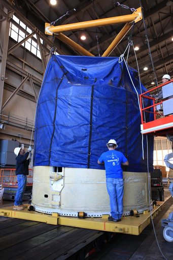 Orion EM-1 LH Forward Skirt Arrival and Offload