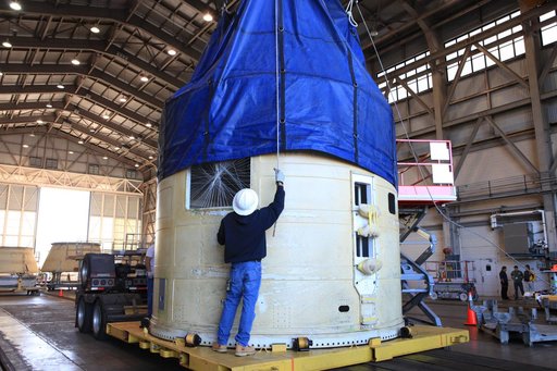 Orion EM-1 LH Forward Skirt Arrival and Offload
