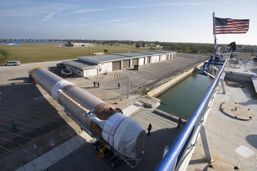 OA-7 Atlas V Booster Arrival and Offload