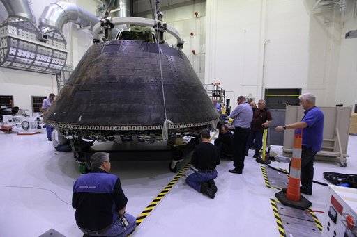 EFT-1 Crew Module preparations to move to KSC Visitor Complex