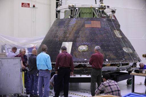 EFT-1 Crew Module preparations to move to KSC Visitor Complex