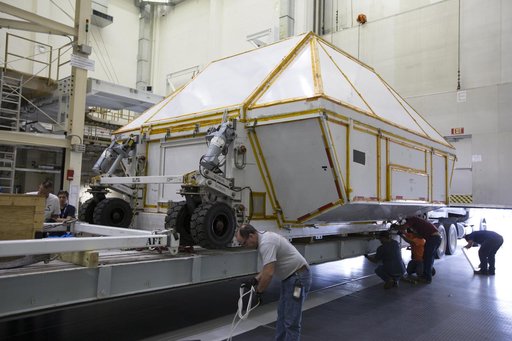 Orion EM-1 Crew Module Structural Test Article Prepped for Trans