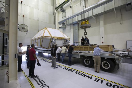 Orion EM-1 Crew Module Structural Test Article Prepped for Trans