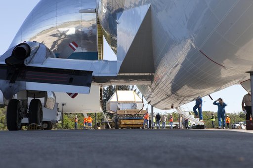 Orion EM-1 Crew Module Structural Test Article loaded onto Guppy