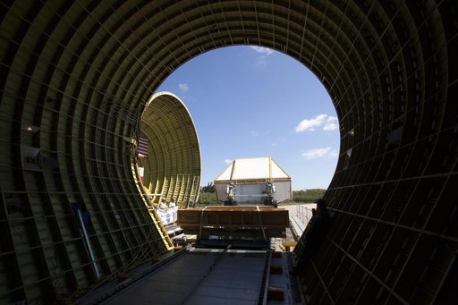 Orion EM-1 Crew Module Structural Test Article loaded onto Guppy
