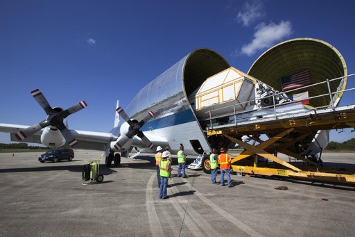 Orion EM-1 Crew Module Structural Test Article loaded onto Guppy