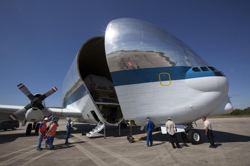 Orion EM-1 Crew Module Structural Test Article loaded onto Guppy