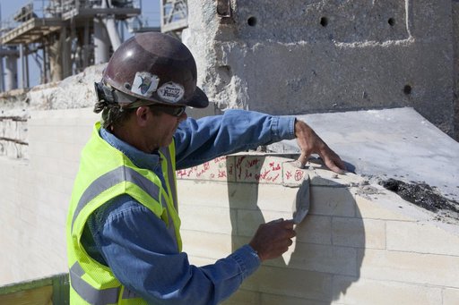 Final Flame Trench Brick Installation at Launch Pad 39B