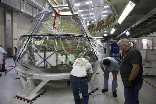 Orion EM-1 Crew Module Move from Clean Room to Work Station
