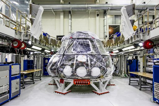 Orion EM-1 Crew Module Move from Clean Room to Work Station