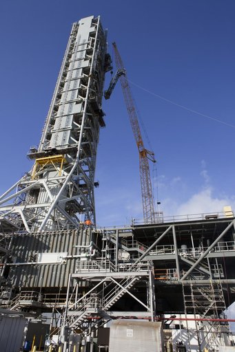 Core Stage Forward Skirt Umbilical Installation onto Mobile Laun