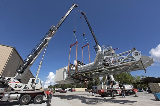 Mobile Launcher Crew Access Arm Prep for Transport to Kennedy Sp