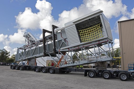 Mobile Launcher Crew Access Arm Prep for Transport to Kennedy Sp