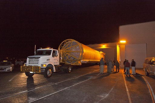 GOES-S Atlas V First Stage Booster Transport from ASOC to Pad 41