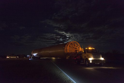GOES-S Atlas V First Stage Booster Transport from ASOC to Pad 41