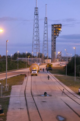 GOES-S Atlas V First Stage Booster Transport from ASOC to Pad 41