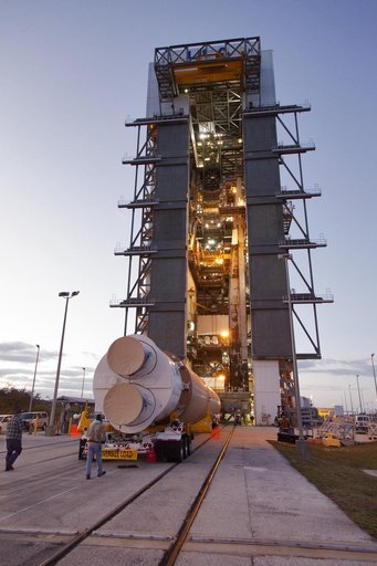 GOES-S Atlas V First Stage Booster Transport from ASOC to Pad 41