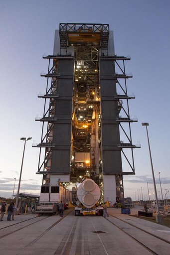 GOES-S Atlas V First Stage Booster Transport from ASOC to Pad 41